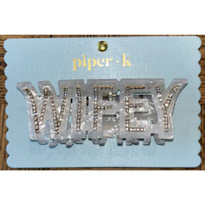 Piper K White "WIFEY" Bride Wedding Pearlescent Rhinestone Hair Claw Clip Hair